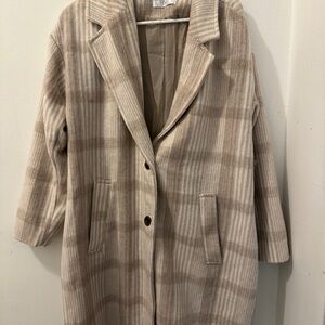 Ci Sono Plaid Tan Trench Coat